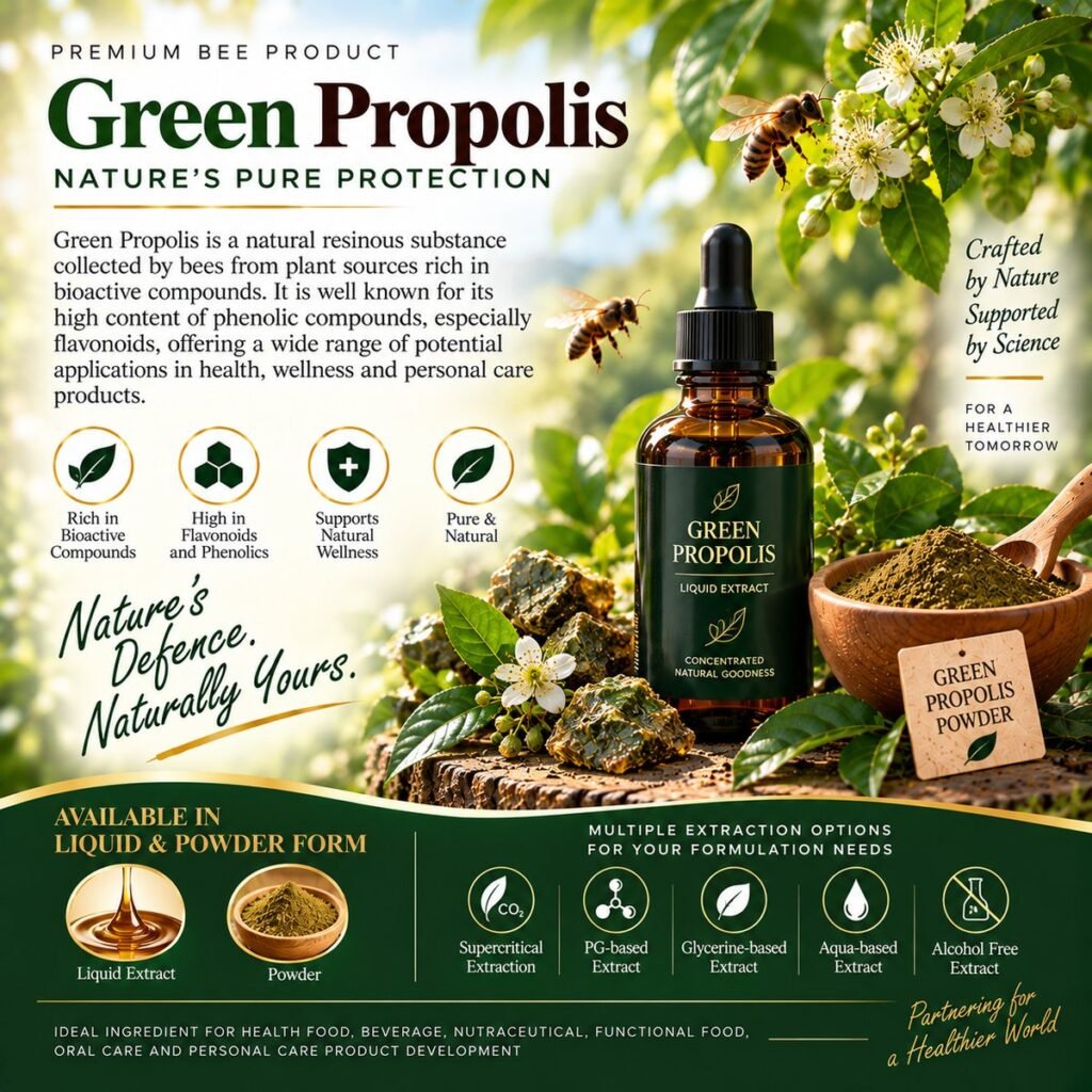 Hebamed green propolis extract and powder